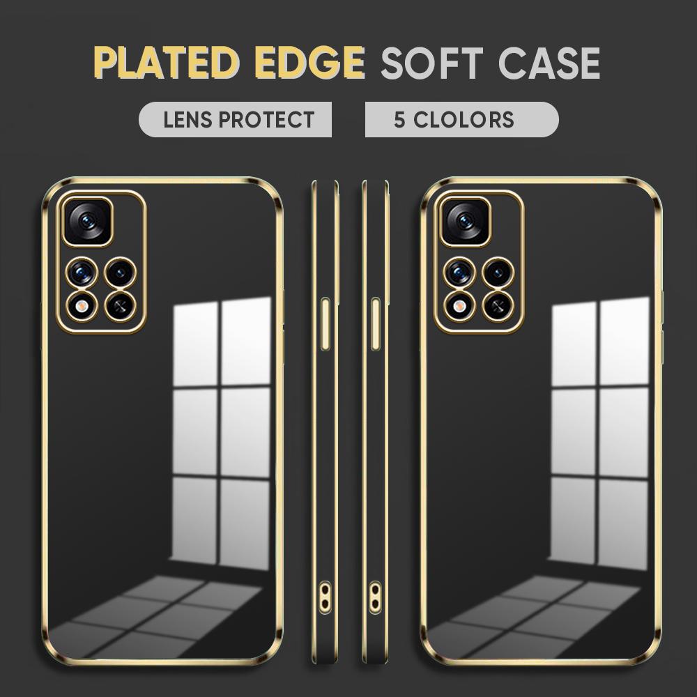 Weiche, plattierte Telefonhülle mit quadratischem Kantenmuster, luxuriöse, plattierte TPU-Telefonhülle für Xiaomi Redmi
