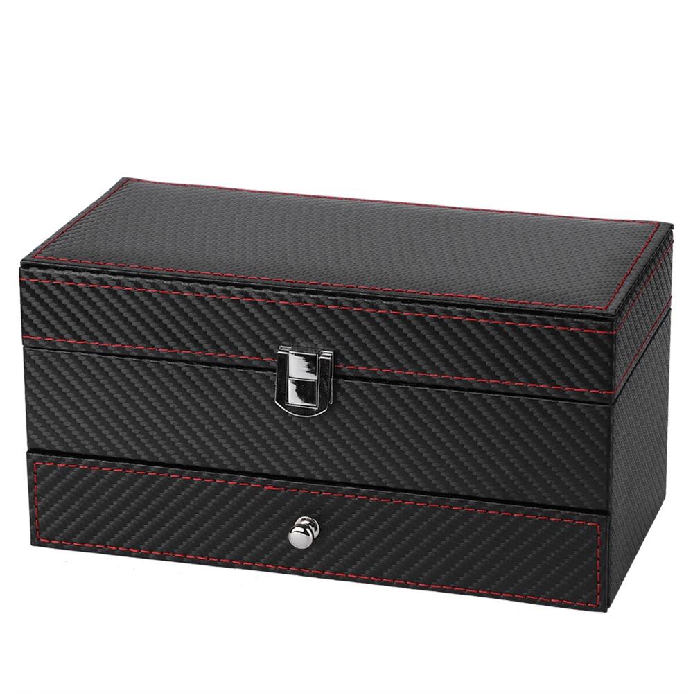 Carbon Fiber PU Jewelry Organizer Box 22.2 * 11 * 11.2cm Bracelet Box  For Women