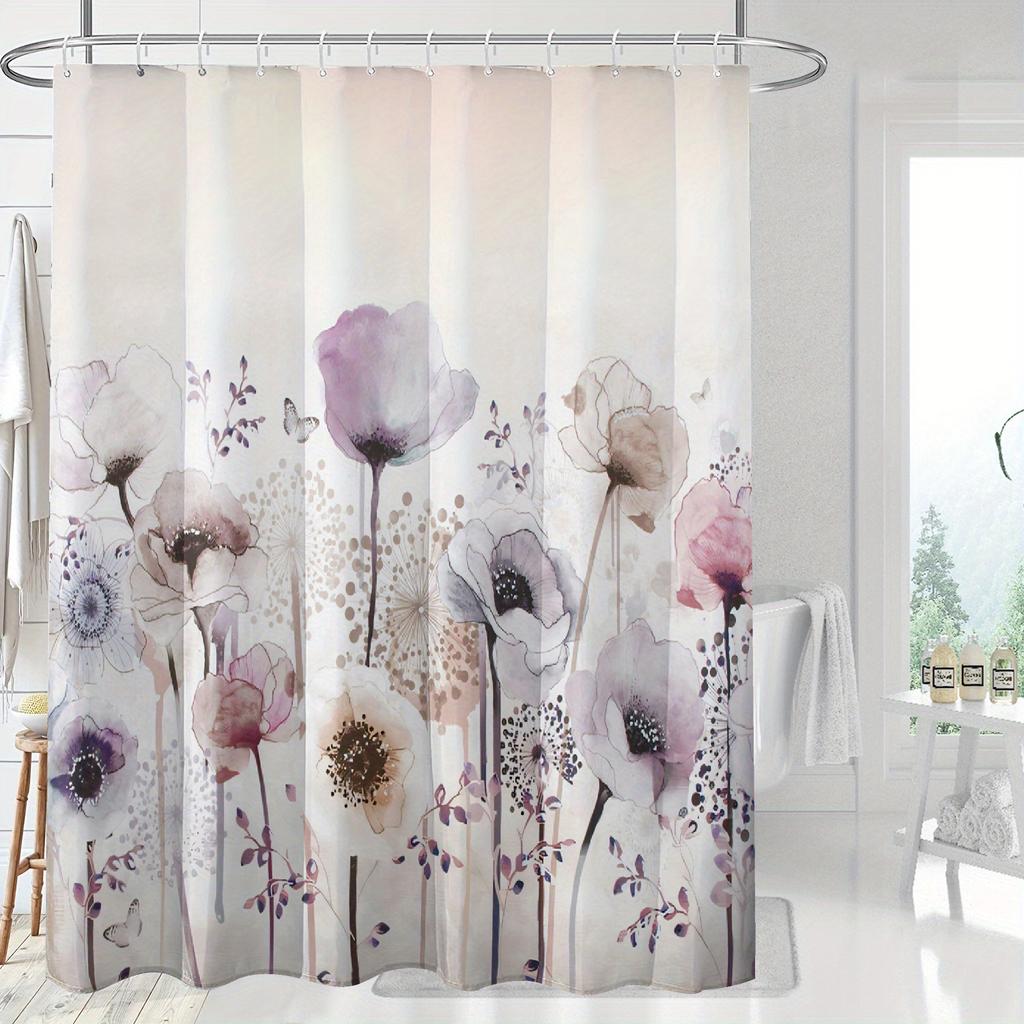 Heavy Duty Shower Curtain With Hooks Waterproof Anti-mold Easy Clean Cute Simple Style For Home Hotel Rental Apartment Bathroom