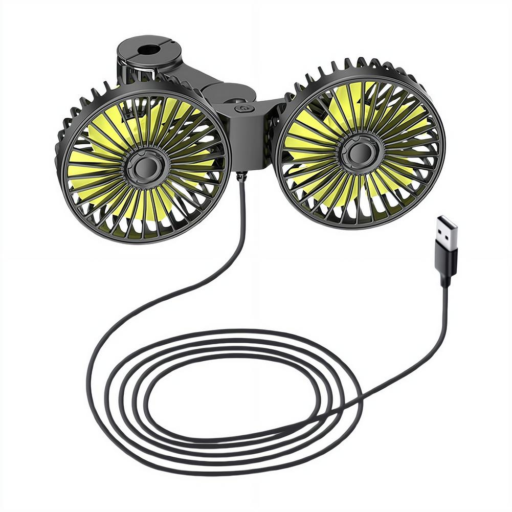 Car Seat Cooling Fan USB Dual Head Fan 360 Degree Rotation Neck Cooler Automotive Electric Fan 3 Speeds Car Accessories