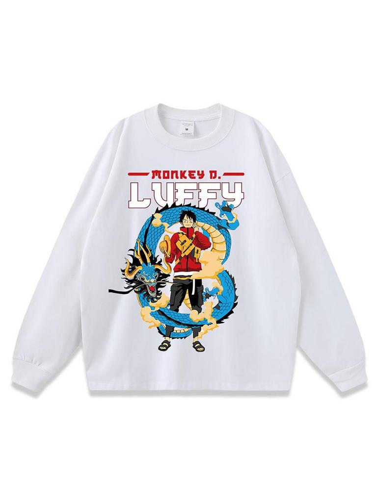 Vintage Washed Anime Street Style Long Sleeve Tee - Unisex