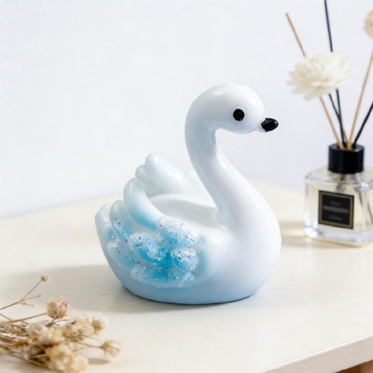 4PCS Artistic Resin Miniature Duck Statues Glittering Animal Ornaments For Creative DIY Crafts And Table Shelf Displays