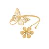 Schmetterling & Blume Metall Offener Armreif mit Eingesetzten Diamanten