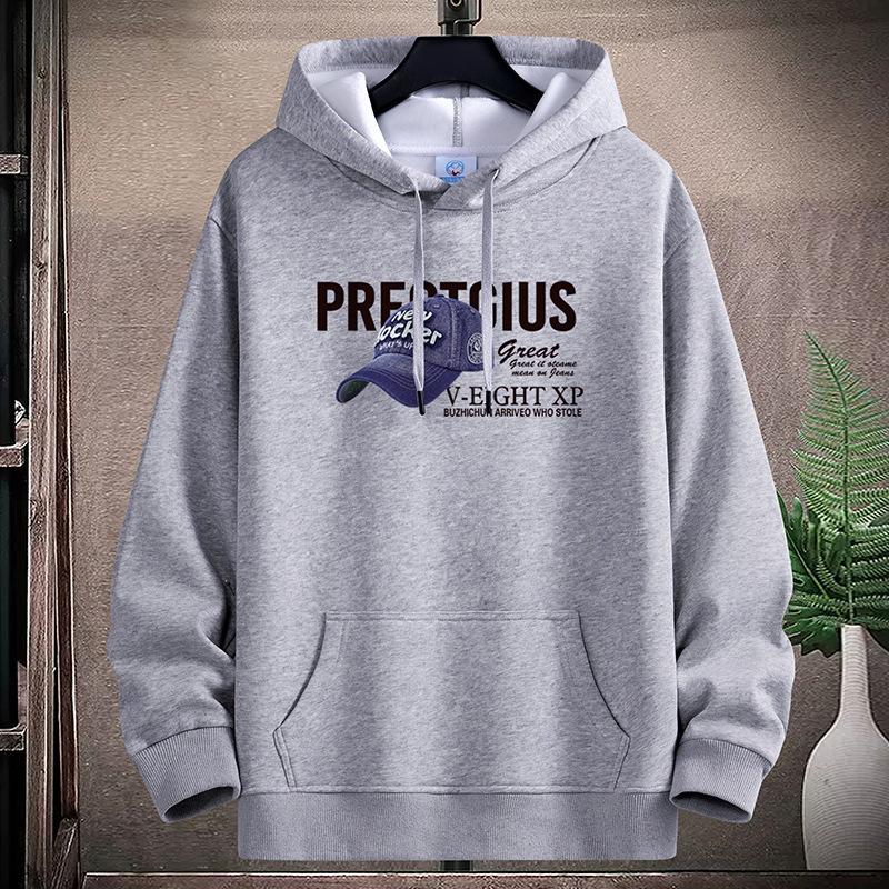 

QICED Утепленный свитер с капюшоном, мужская осенне-зимняя куртка в стиле ретро с небрежным принтом XXXXXL серый