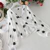 V Neck Pleated Polka Dot Sun Protection Shirt Women's Bubble Sleeve Loose Chiffon Shirt