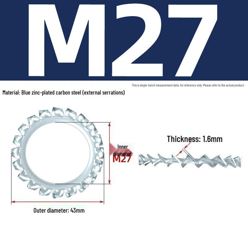 Carbon Steel Zinc-Plated Lock Washer with Inner and Outer Teeth