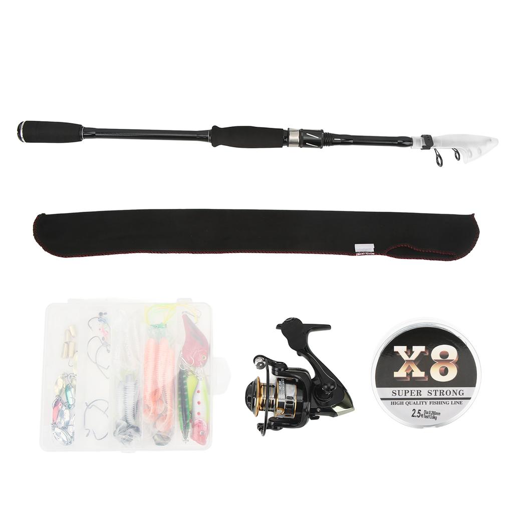 Fishing Rod and Reel Combo Set with Telescopic Fishing Rod Bait Hooks Fishing Rods Set for Fishing Beginners Gift