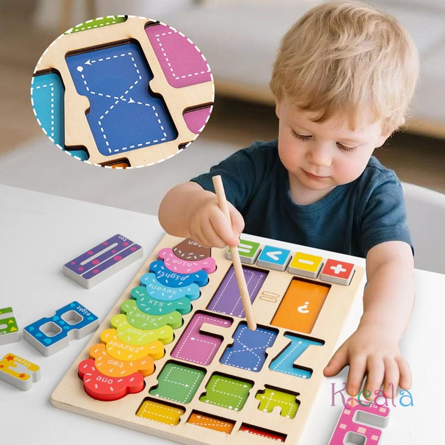 Pädagogische digitale Holzbausteine Kreative Puzzles Stapelspielzeug Farben Zahlen Erkennen Montessori Geschenk