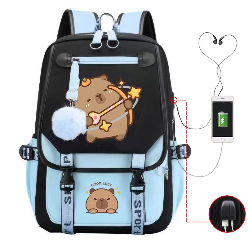 Campus Universal School Bag Kapibara Personality Trend USB Multifunctional Backpack Student New