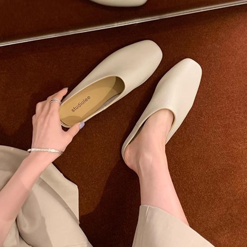 Baotou one foot soft surface comfortable half slippers women wear summer single shoes