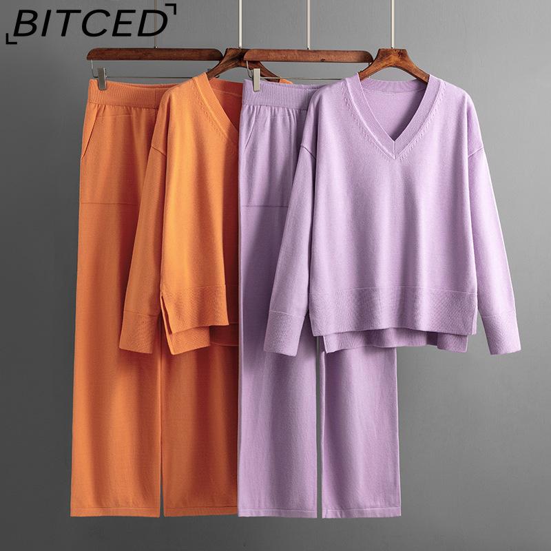 BITCED Fashion Set Women's Autumn and Winter Loose Casual Sweater Pullover Two-piece Set
