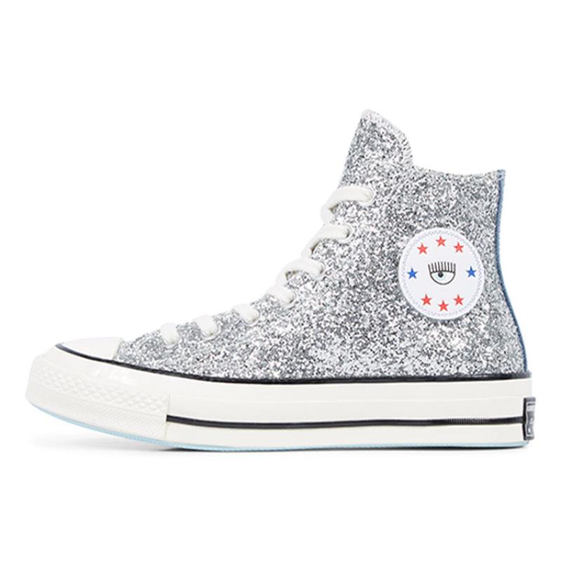 

CHIARA FERRAGNI x Converse 1970s Glitter High Top Silver Glitter Blue Women s 39.5