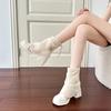 Pile boots autumn and summer new thick heel thick sole cool boots double layer design irregular trousers mesh boots