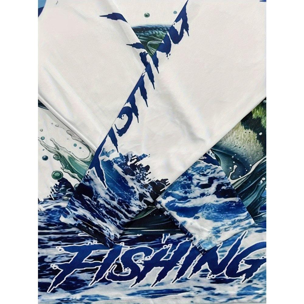 Dripping Men's Fishing Shirt - Long Sleeve Outdoor Fisherman Shirt with Perch Pattern