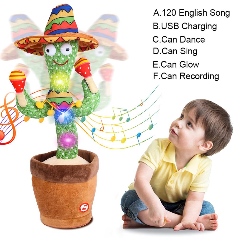 Talking Cactus  Dancing Baby Toy Cactus Repeats What You say for Kids with English Songs Dancing Toy for Gift Toddle Girls Boys