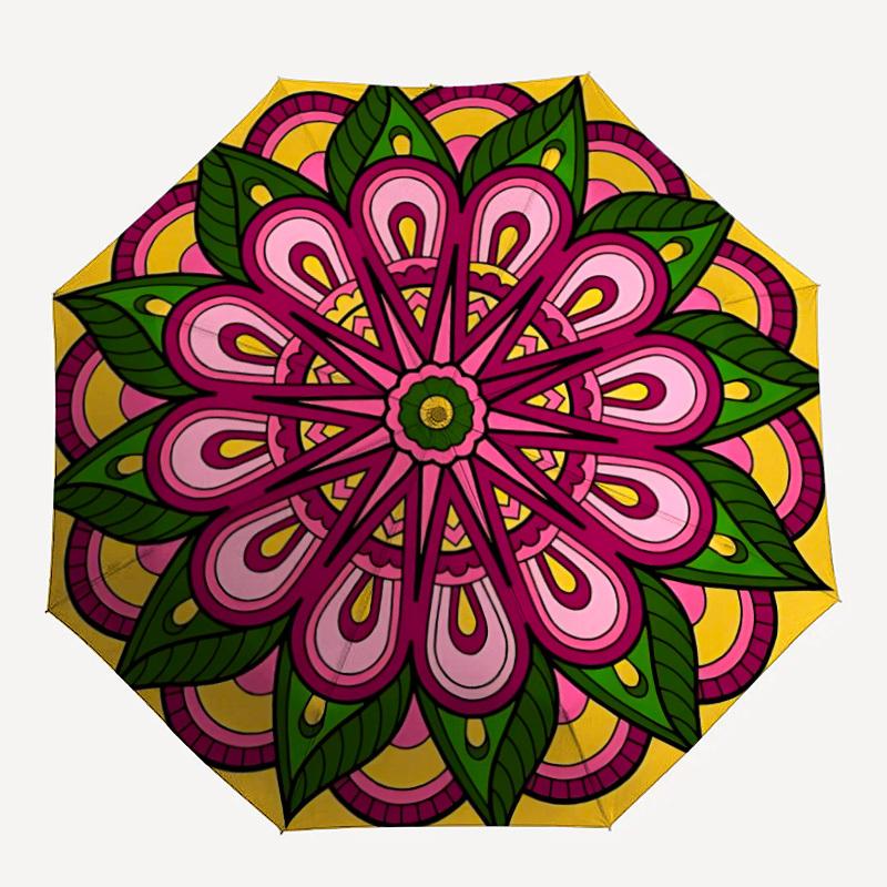 

1PC Floral Mandala Design Personality Umbrella with 8 Frames, Automatic Open, Durable Frame, Quality Craftsmanship y250912110
