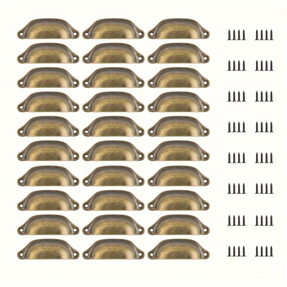 12/20/30pcs Antique Bronze Drawer Pull Knobs  Antique Bronze Cabinet Pulls  Vintage Shell Shape Pull Knobs for Cabinets (Double Hole with Screws)