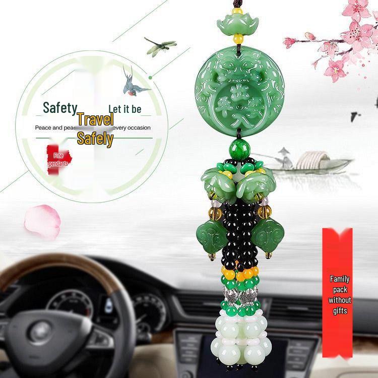 Tang Carved Rearview Mirror Ornaments - Chinese-Style Car Interior Decoration for Safe Travels