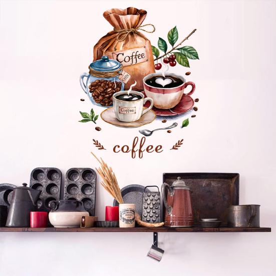Adesivo Murale Tazza da Caffè Tè Rimovibile Stacca e Attacca Latte Decorazioni Murali Adesivi Cartello Caffè Divertente per Cucina Casa Ufficio