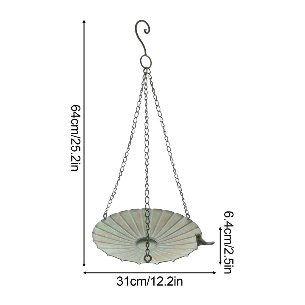 Bird Feeder Tray Large Capacity Hangable Iron Large Bowl Bird Feeder for Outside Garden Yard Railing Balcony Decoration