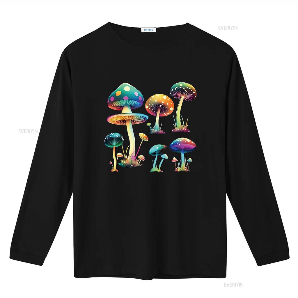 Mushroom Cute Cottagecore Aesthetic Hippie Womens T Shirt Black Vintage Washed Unisex Versatile Breathable Streetwear Fashion