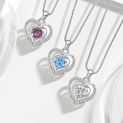 Ocean Heart Necklace Gives Girlfriend A Minimalist Design Sense On Valentine's Day Korean Heart Shaped Pendant Double Heart Necklace
