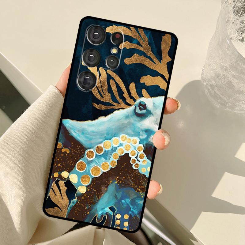 Octopus Ocean Aesthetic Case For Samsung Galaxy S23 S22 S21 Ultra Note 20 S8 S9 S10 Note 10 Plus S20 FE S21 FE Cover