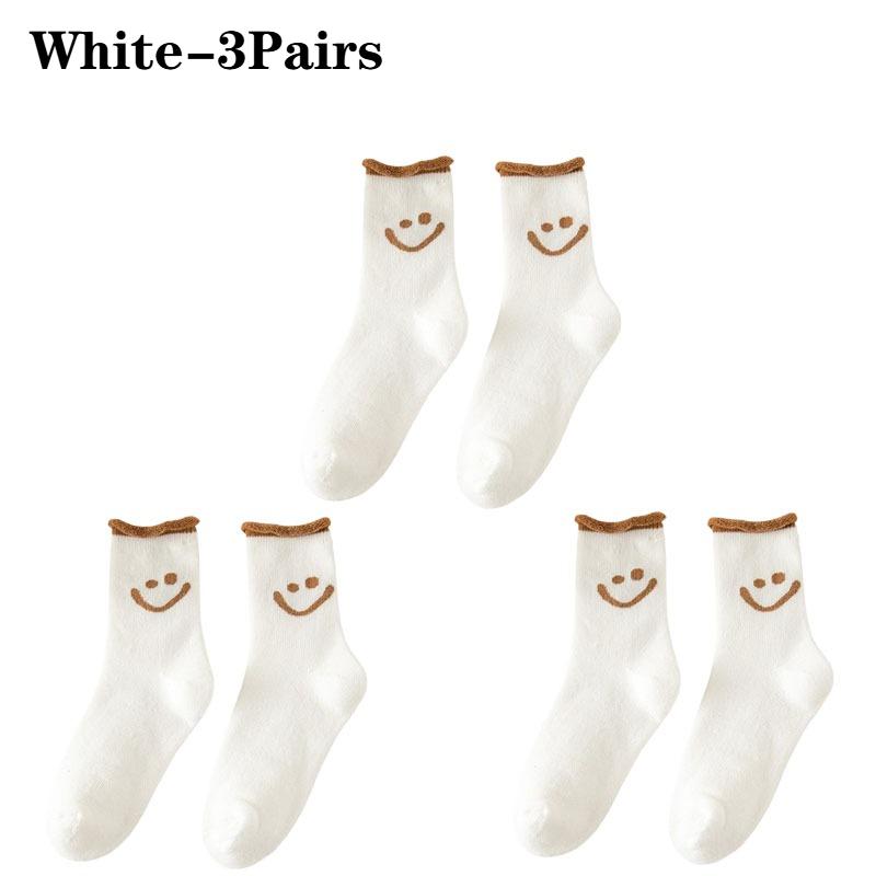 1-10Pair Smiley Face Snow Socks Thick Terry Loop Mid Calf for Winter Sports Home Comfort Moisture Wicking Warm Socks