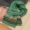 Fair Island coffee-colored jacquard knitted scarf for women's autumn and winter new retro neck protection, warm and cold-proof thickened scarf