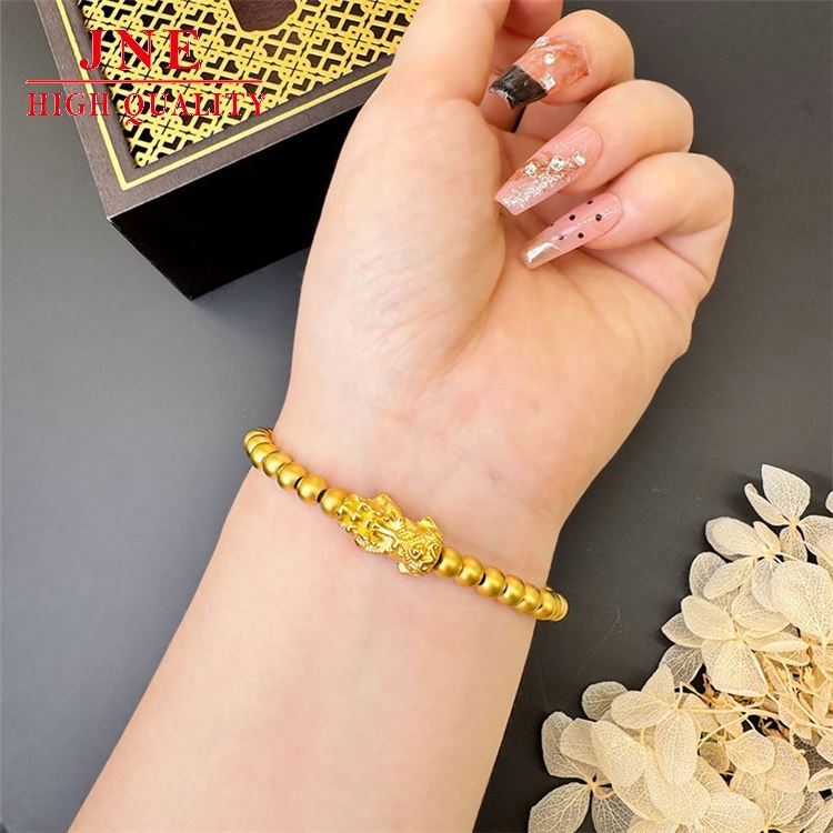 Stylish Graceful Simple Alluvial Gold Pi Xiu Bracelet Women's New Lucky Beads Bracelet Gold-Plated Bracelet Gifts for Girlfriend