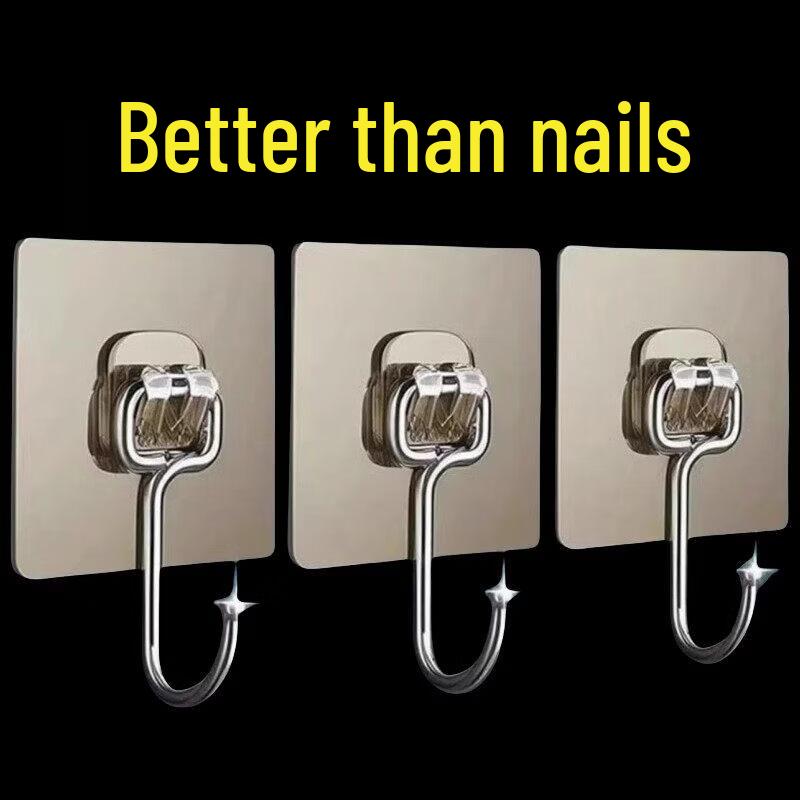 

Self-Adhesive Stainless Steel Wall Hooks (10-Pack)