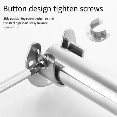 2PCS Durable Stainless Steel Flange Seat Thick Wear-resistant Closet Rod Brackets with Screws Open Round Tube Bracket