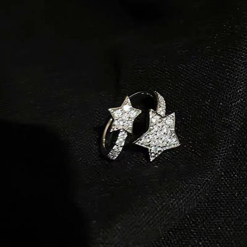 High-End Cross Zircon Ring, Female Star Ring, Niche Design Index Finger Ring, Light Luxury Exquisite Ring.