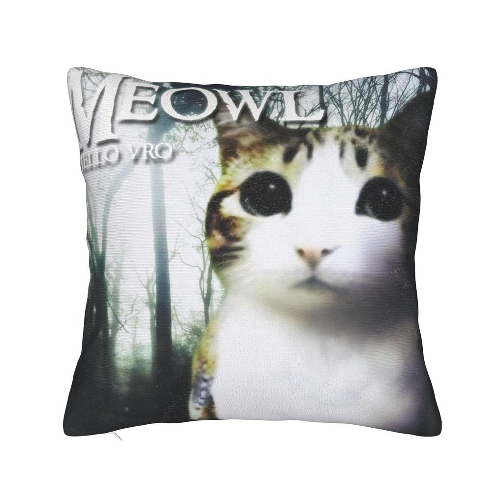 Cat Owl Funny Meowl Cat Meme Pillow Cover Soft Cushion Cover Funny Pillow Case For Sofa Couch Bed Living Room