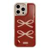 Electroplated Ins Burgundy Retro Bow for 16 Apple 15pro Max Mobile Phone Case Iphone14 Epoxy 17
