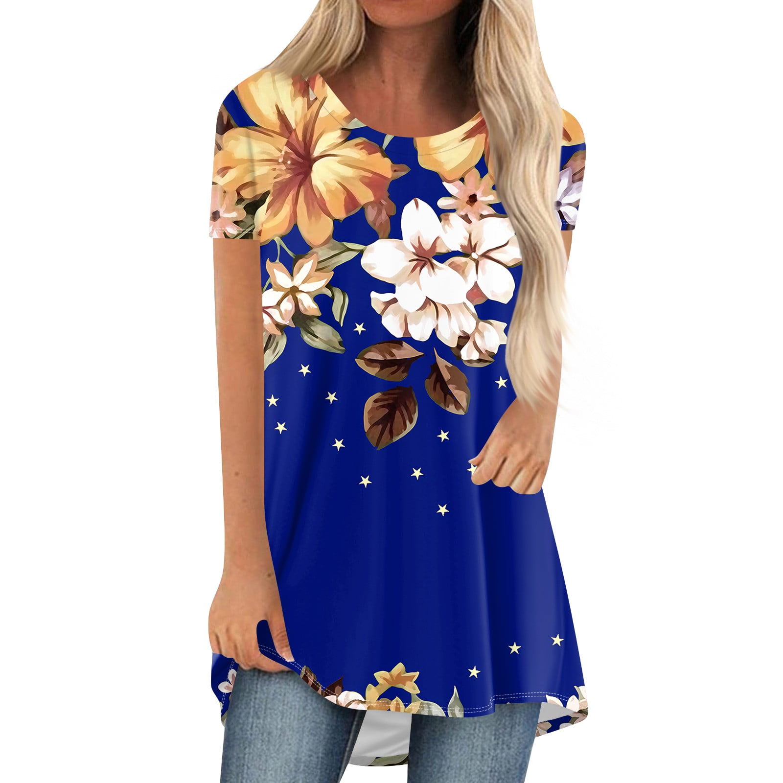 

Новые футболки с цветочным принтом 3D, женские футболки с коротким рукавом и круглым вырезом, уличная одежда, большие туники, топы Y2K, футболки, женская одежда M