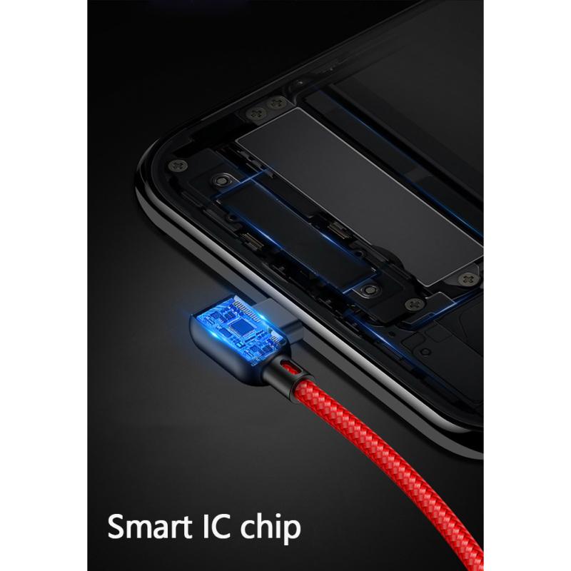 90-Grad Doppeltes Winkelstück Typ-C Datenkabel Handy Schnellladung Mit Leuchtender Linie Ladegerät