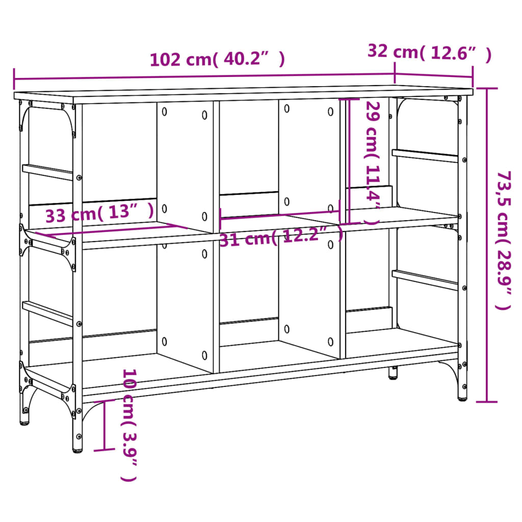Sideboard Gray Sonoma 102 x 32 x 73.5 cm Engineered Wood
