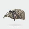 Bow Tie, Plaid, Forward Hat, Female, Sweet, Thin, Reverse Beret, Duckbill Hat