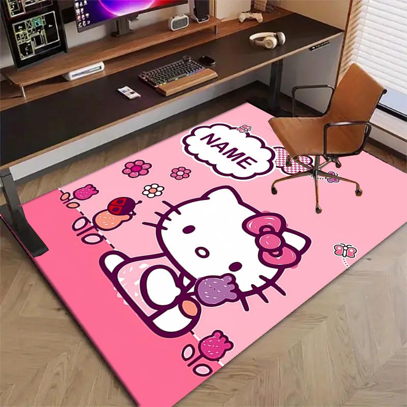 Custom HelloKitty Mat Personalized Name, Polyester Washable Indoor Entryway Rug, Gift for Christmas, Easter, Thanksgiving Day