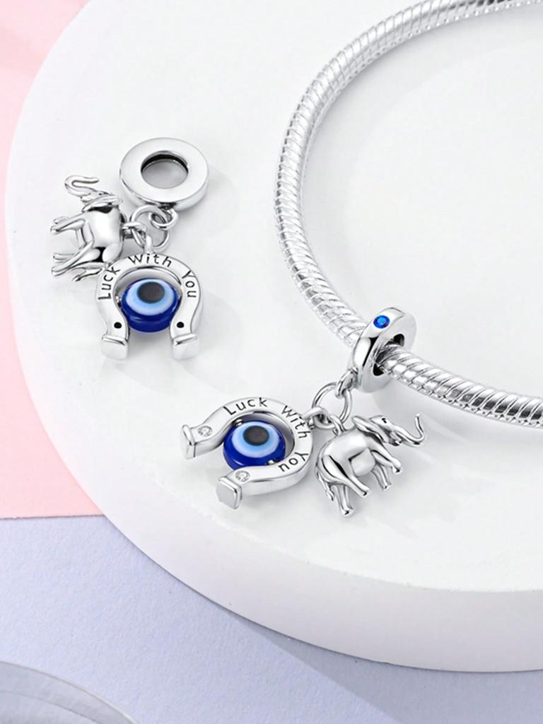 Charms Plata Heart-Shaped Happy Family Bead Charm Copper Plated Fit Charms Copper Original Bracelet For Jewelry Making Diy Charm