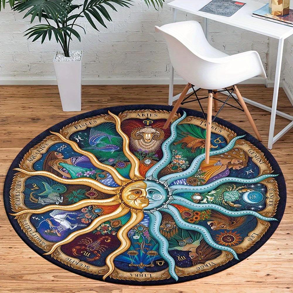 

1pc Retro 1941010534 Pattern Round Floor Mat, Non-slip for Living Room Bedroom Chair Carpets Home Decor Gifts, Home Decor Room Decor Outdoor 80cm by 80cm