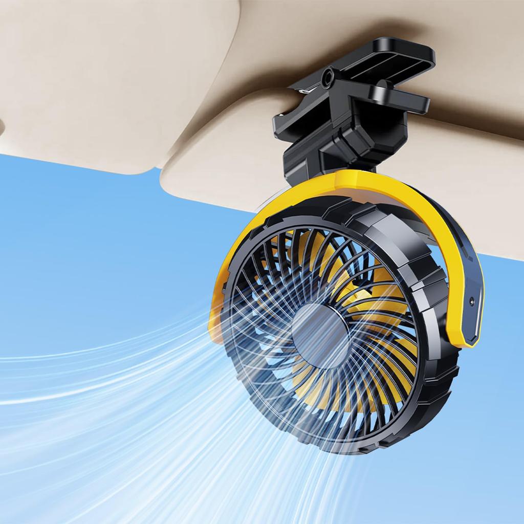 NIFBANG Car USB Low Adjustable Airflow Powerful USB Car Easy Perfect for Summer or Car Includes Clip and USB Cable Fan, Charging, 2000mAh, Clip/Screw