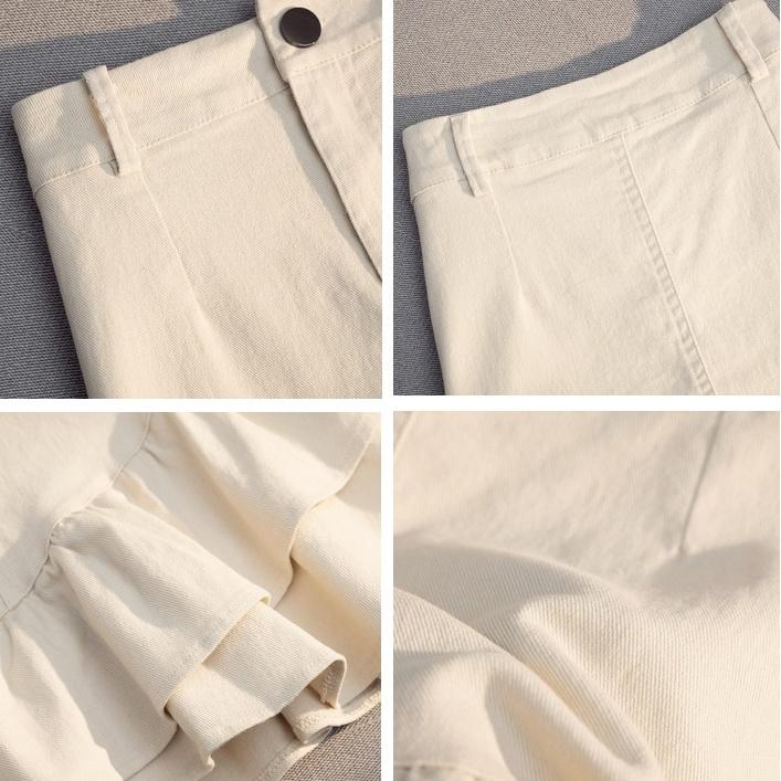 Women's Denim Skirt Irregular Hem High Waist Slimming Short Skirt