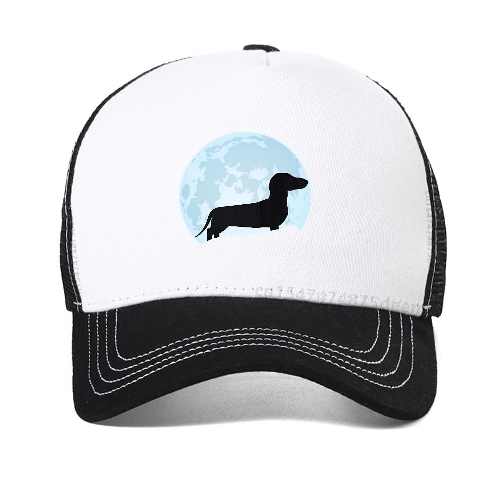 Moon Dachshund Lover Baseball Cap For Women Men Graphic Breathable Sun Hat Sumer Casual Mesh Trucker Caps Adjustable Hats