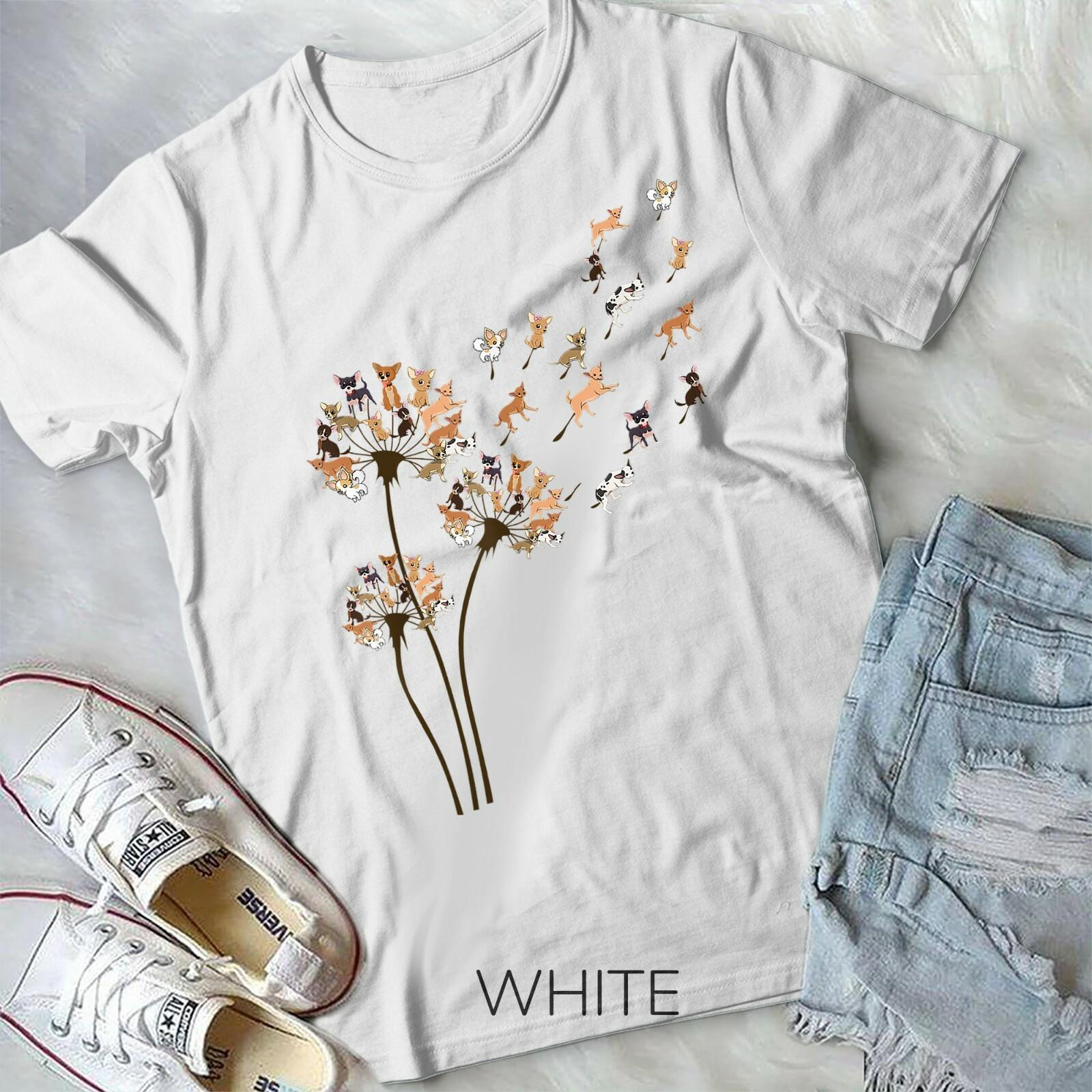 Chihuahua Flower Fly Dandelion Chihuahua Funny Dog Lover Unisex Form T-shirt XXXL