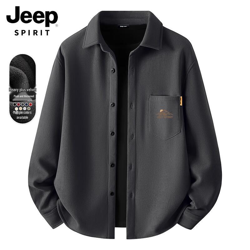 JEEP SPIRIT Men s Fleece-Lined Corduroy Long-Sleeve Shirt L