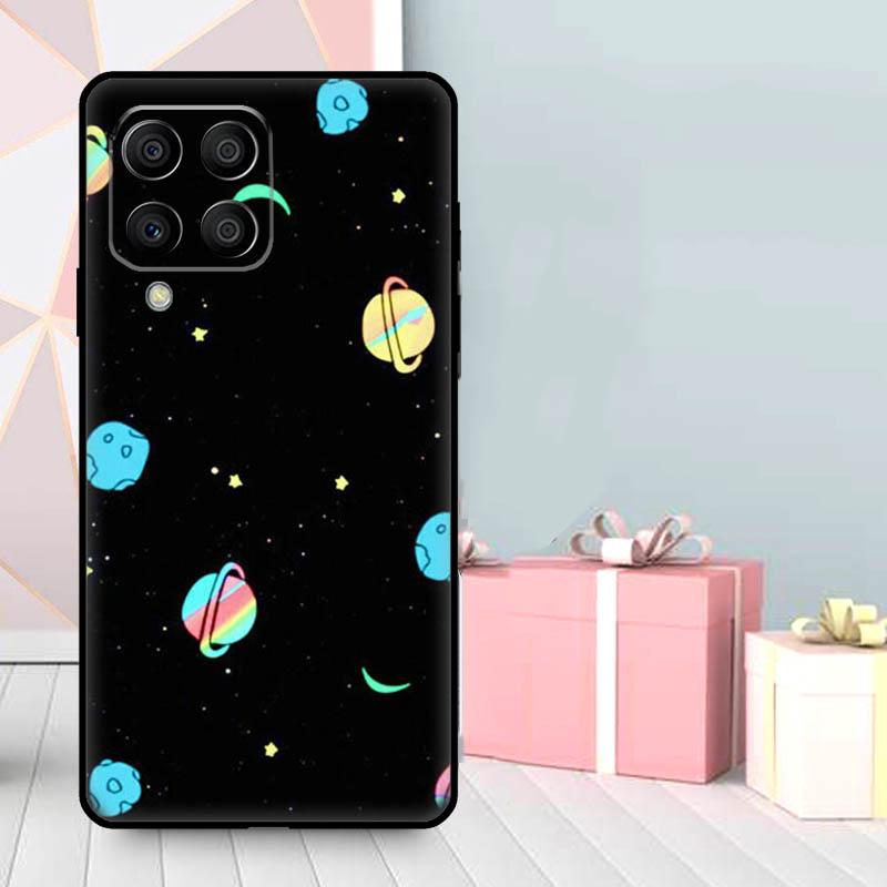 Black Moon Stars Space Astronaut Case For Samsung Galaxy M56 M52 M32 M53 M16 M11 M21 M31 M35 M12 M13 M14 M15 M36 M55 M34 M54