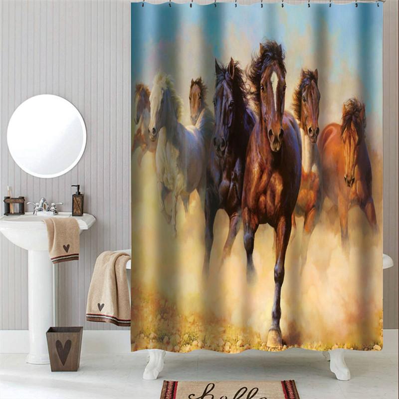 

Полиэстер Водонепроницаемые Домашние Шторы для Душа Женщины Птица Лошадь Дети Лиса Принт Природный Пейзаж Ванная Комната Занавеска для Ванны 150x180 150*180cm