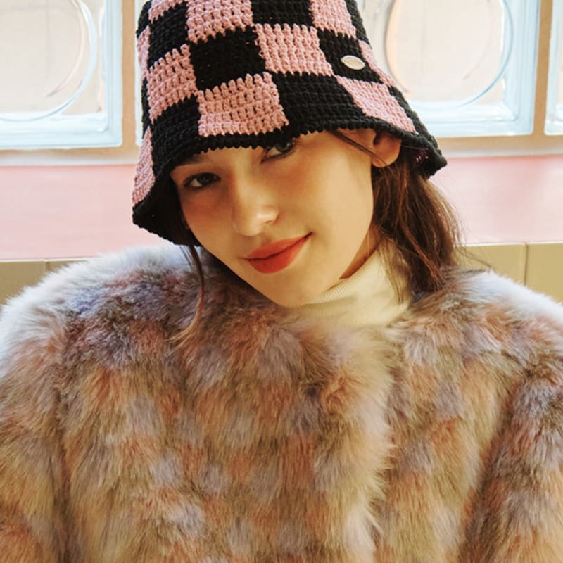 

Slowslowly №91 / Панама в клетку _ Розовая (Клетчатая панама крючком) Pink